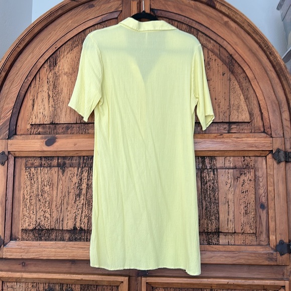 Free People Something Casual Mini Dress Yellow Beach Button Down Short Sleeve - Picture 10 of 10
